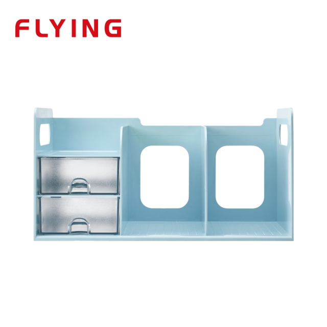 【FLYING 雙鶖】超大型創新書架 (附整理盒) 薄荷藍 (BR-1387-MT)