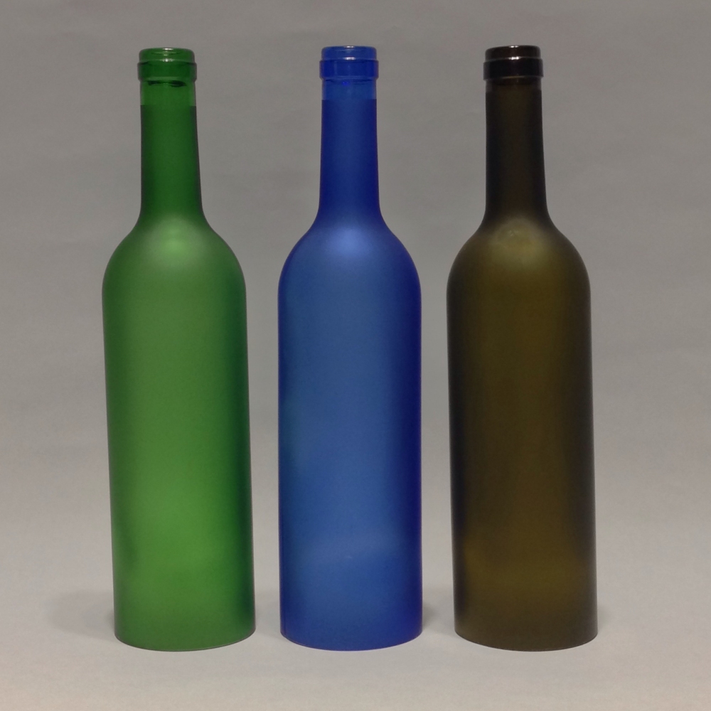 純手工製作 磨砂切尾酒瓶 藍綠棕各一