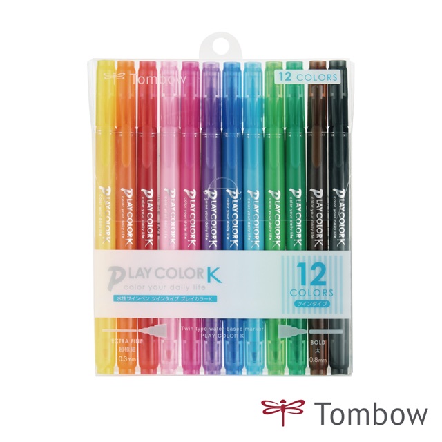 TOMBOW 蜻蜓 - 書寫系 雙頭彩色筆12色