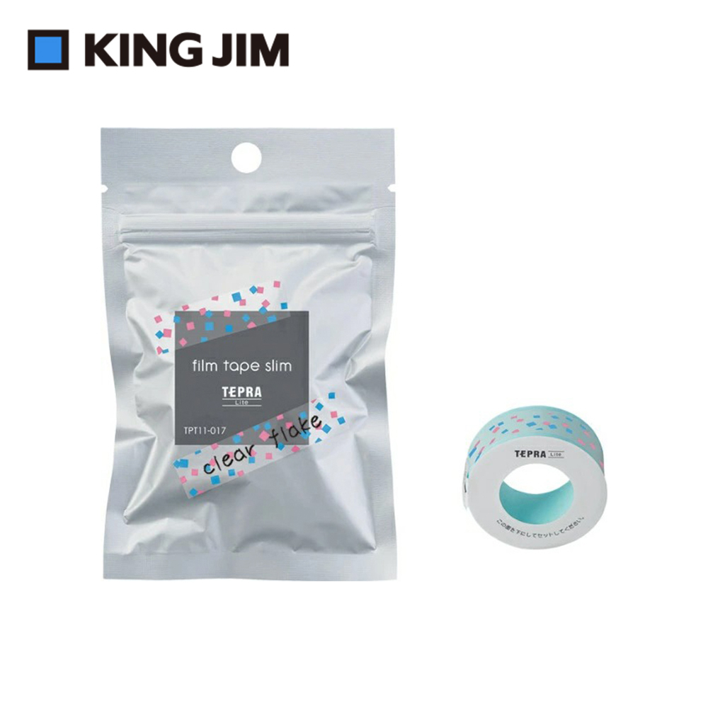 【KING JIM】TEPRA LITE 熱感式標籤薄膜自黏膠帶 11mm 透明碎片(TPT11-017)