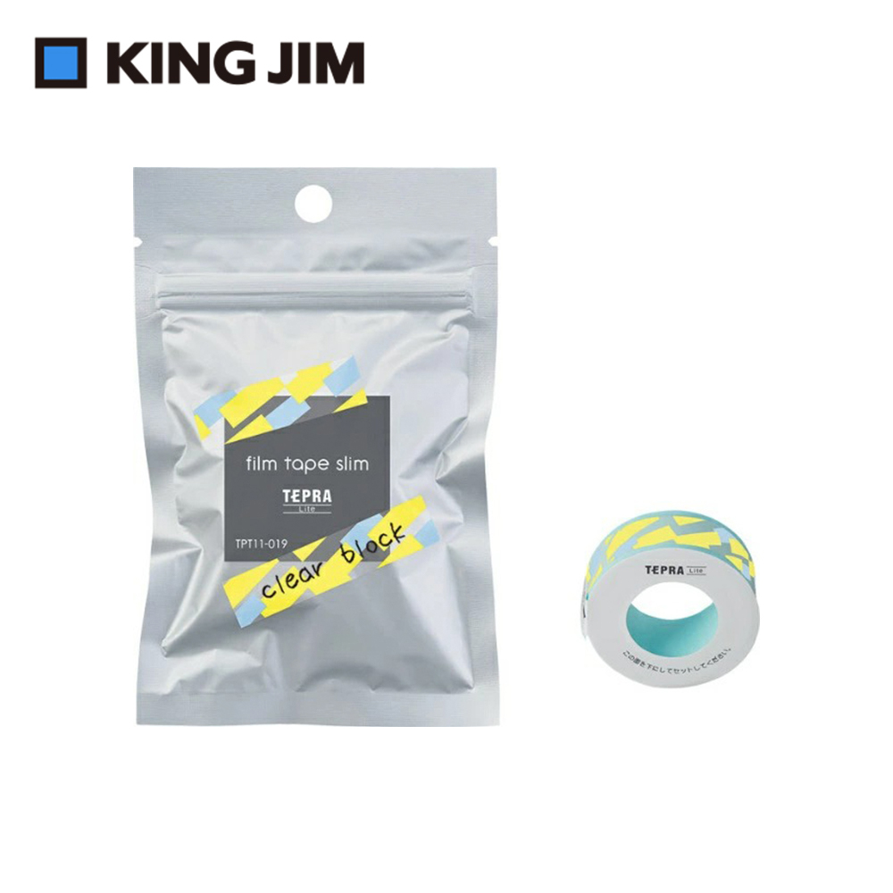 【KING JIM】TEPRA LITE 熱感式標籤薄膜自黏膠帶 11mm 透明方塊(TPT11-019)