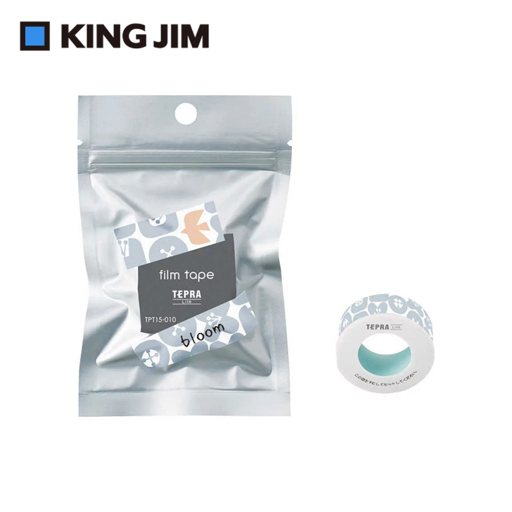 【KING JIM】TEPRA LITE 熱感式標籤薄膜自黏膠帶 15mm 盛開(TPT15-010)
