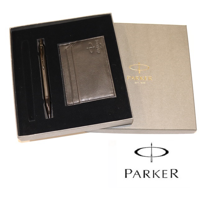 PARKER 派克 新IM 黑稈黑夾原子筆+名片短夾禮盒