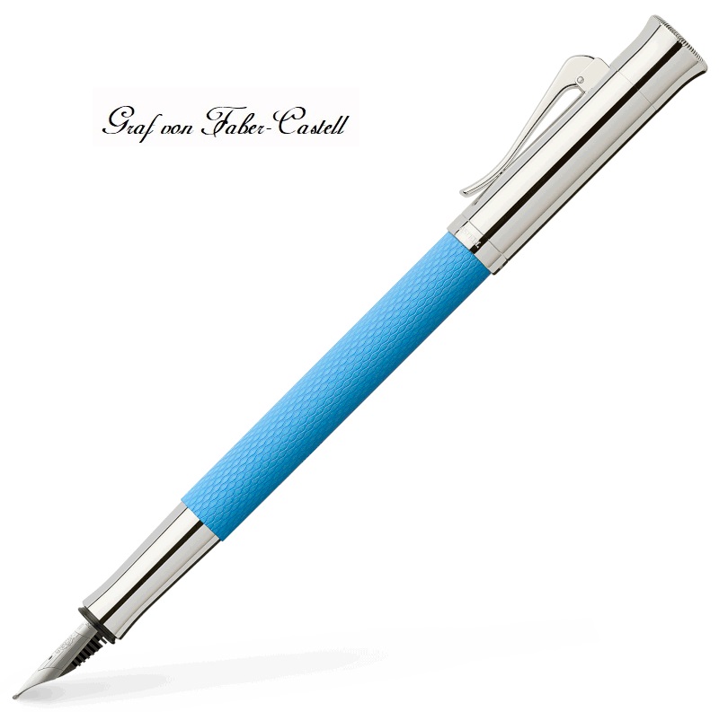 德國 GRAF VON FABER-CASTELL 繩紋飾 18K 鋼筆 海灣藍
