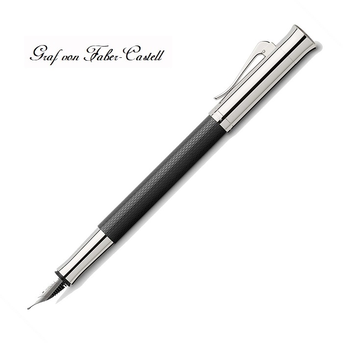 德國 GRAF VON FABER-CASTELL 繩紋飾 18K 鋼筆 黑