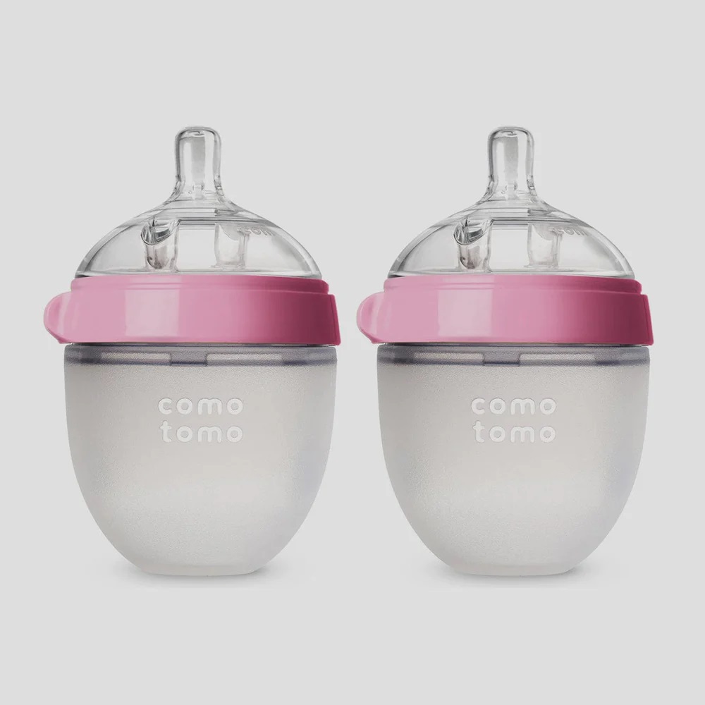 COMOTOMO 矽膠奶瓶二入150ml - 粉紅色