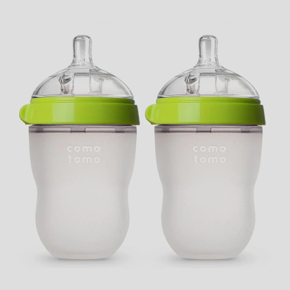 COMOTOMO 矽膠奶瓶二入250ml - 綠色