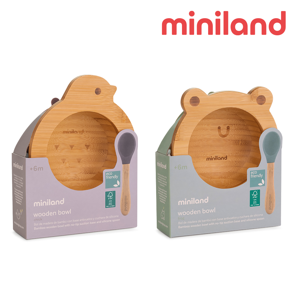 【奇哥】Miniland 可愛動物木碗湯匙組 (2款選擇)
