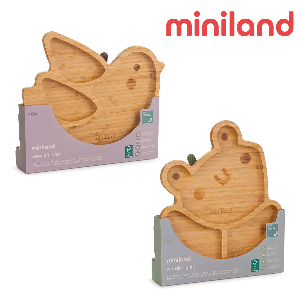 【奇哥】Miniland 可愛動物木製分隔餐盤 (2款選擇)
