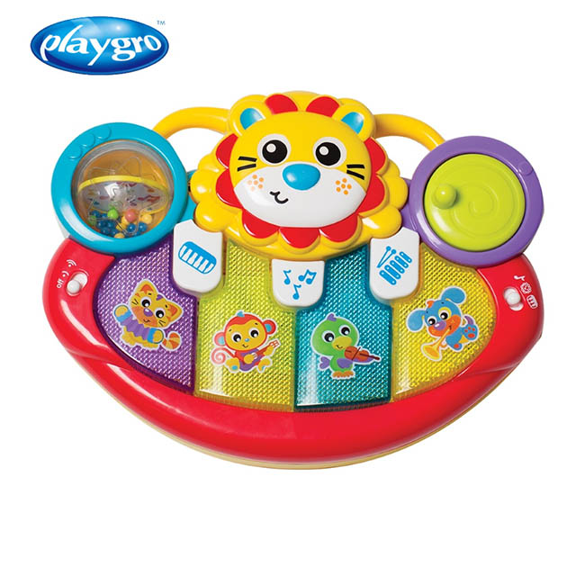 【Playgro 培高】手推車活力獅小鋼琴