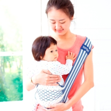 法國tonga涼爽透氣嬰兒背帶,附贈tonga專用束口袋 - 藍白條紋