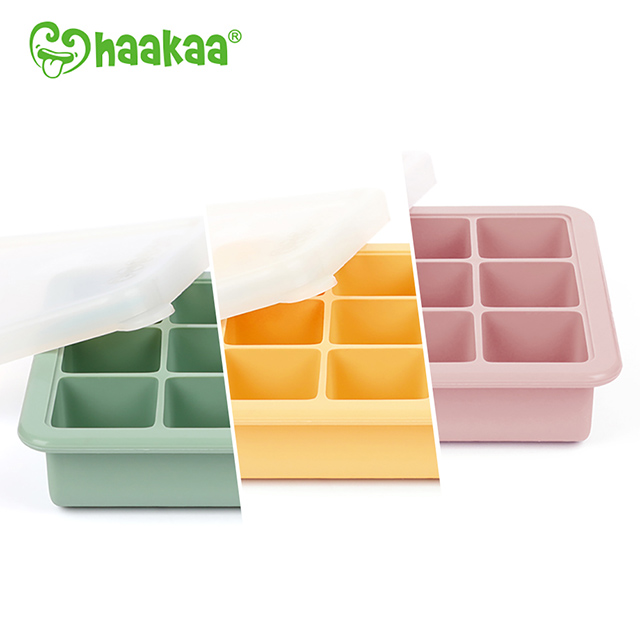【紐西蘭Haakaa】9格矽膠副食品分裝盒/製冰盒 (綠/黃/粉)