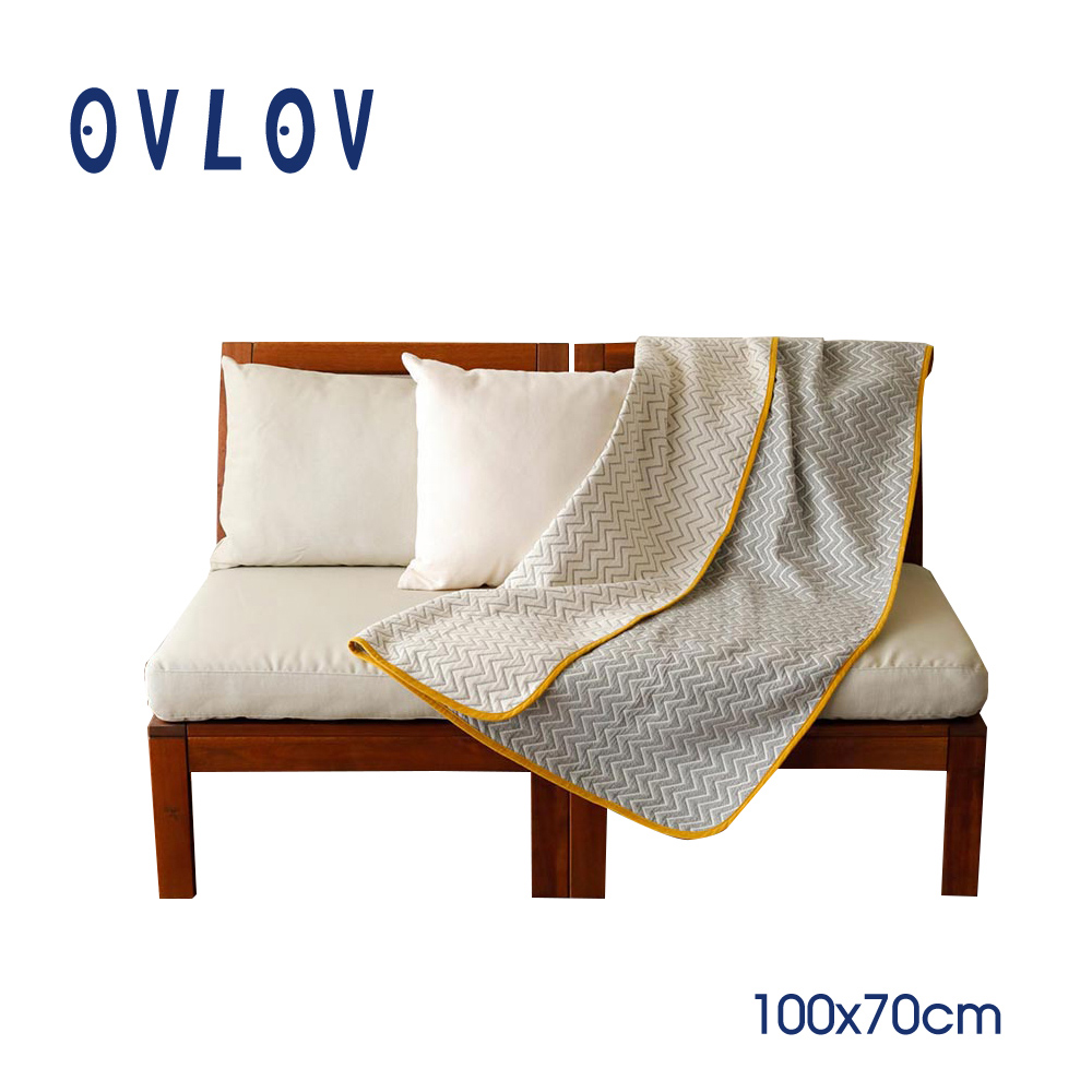 OVLOV 日本製六層紗羊毛混織小蓋被-人字形(灰)-S