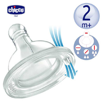 【chicco】舒適哺乳-矽膠奶嘴一字孔-流量控制(2入)