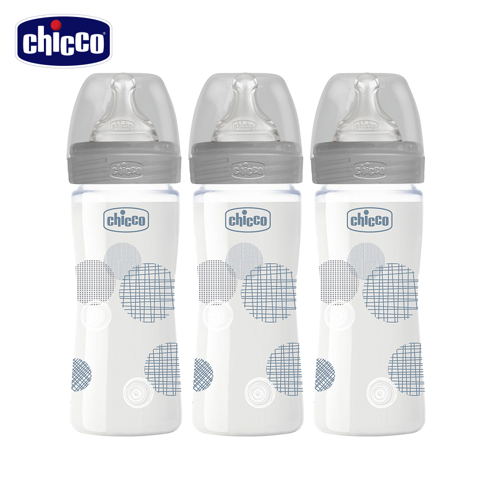 【chicco】防脹氣玻璃奶瓶促銷3入組 240ml(小單孔)