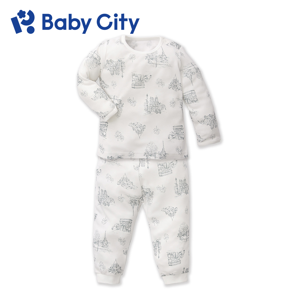 【Baby City 娃娃城】天絲棉長袖肩開套裝/歐洲白(80-100cm)