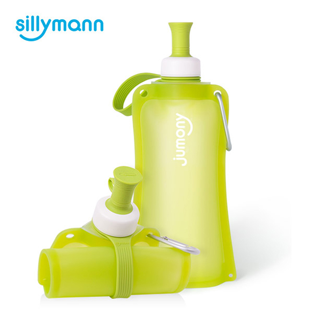 【韓國sillymann】 100%簡約便攜捲式鉑金矽膠水瓶-550ml-蘋果綠