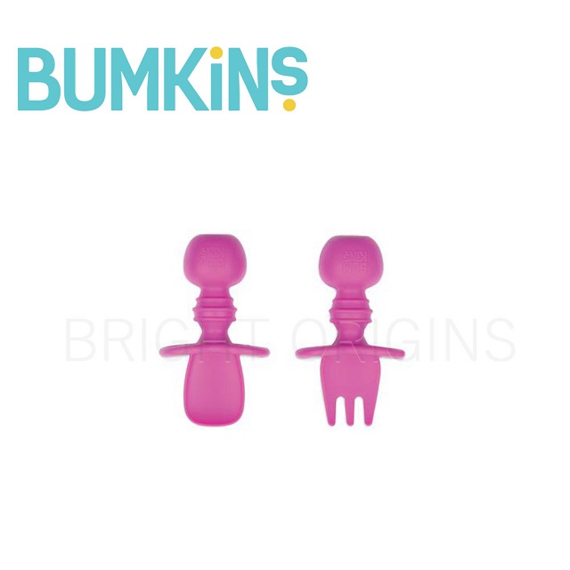 美國 Bumkins 矽膠湯叉組(紫紅)
