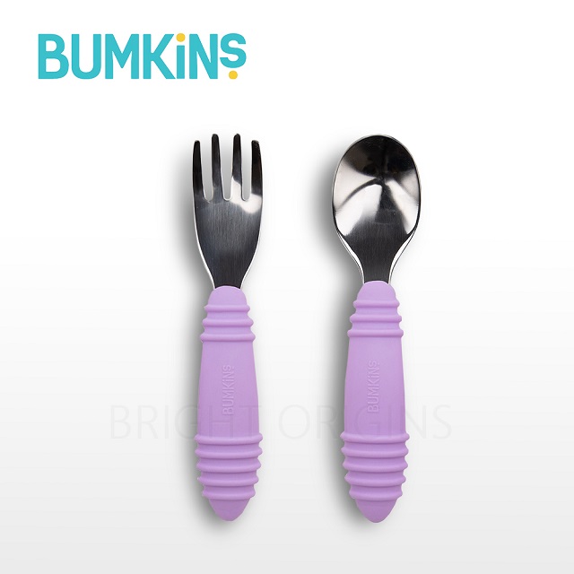 美國 Bumkins 不鏽鋼湯叉組(薰衣草紫)