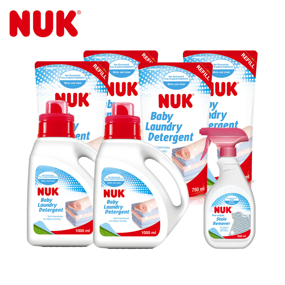 【NUK】嬰兒洗衣精去漬超值組(1000ml*2+750ml*4+去漬劑500ml*1)