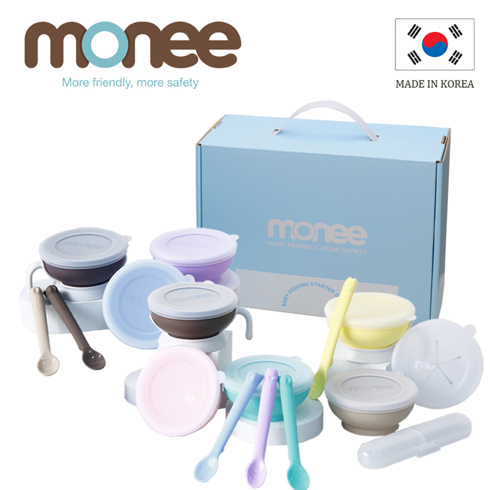 【monee】寶寶學習餐具禮盒(100%白金矽膠)