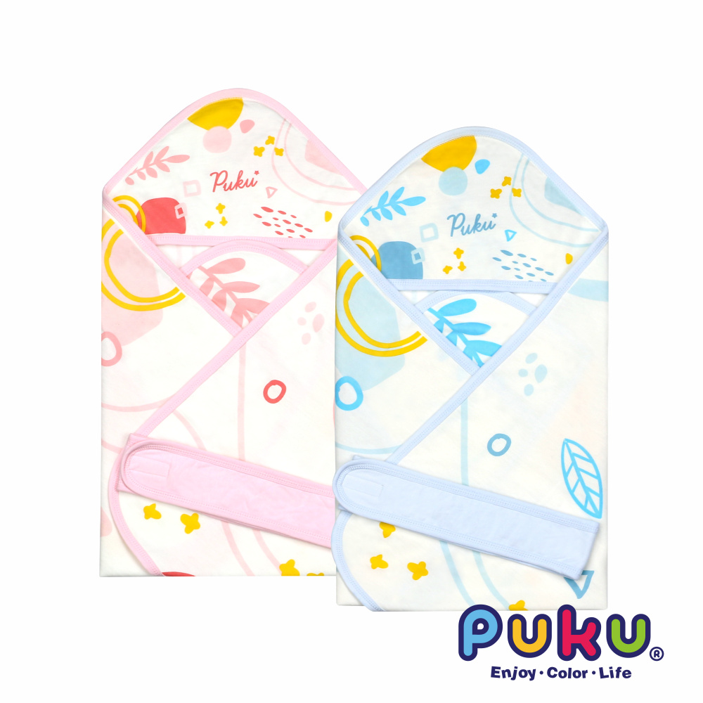 【PUKU 藍色企鵝】舒棉輕柔包巾-(兩色)