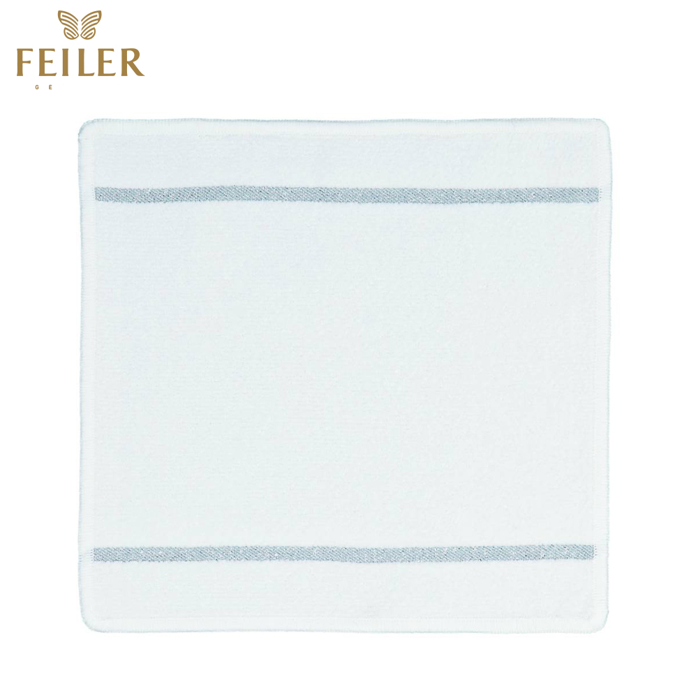 【Feiler】質感純白方巾(25x25)銀