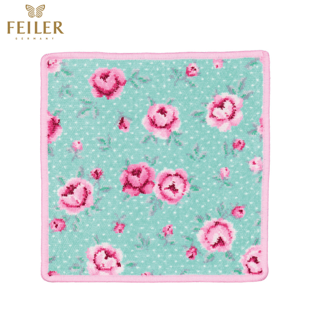 【Feiler】粉紅小花方巾(25x25)粉