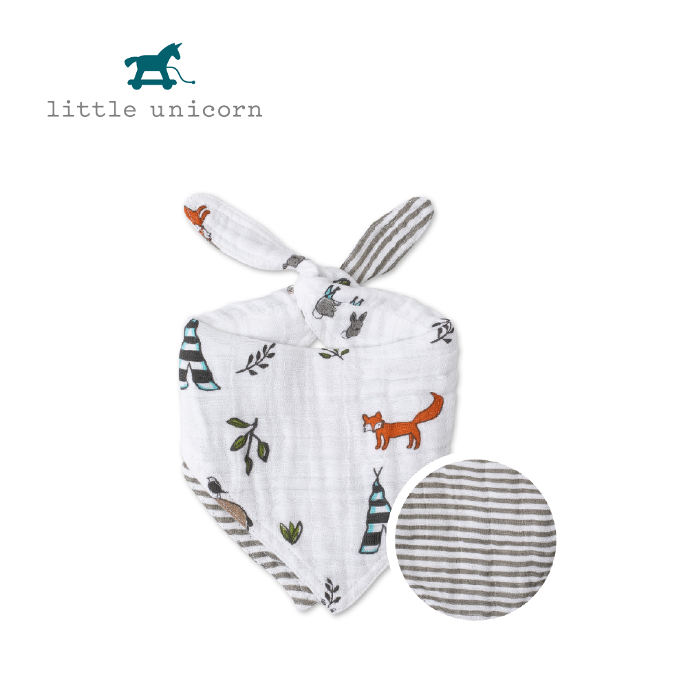 美國 Little Unicorn 純棉雙面三角圍兜 (動物森林)