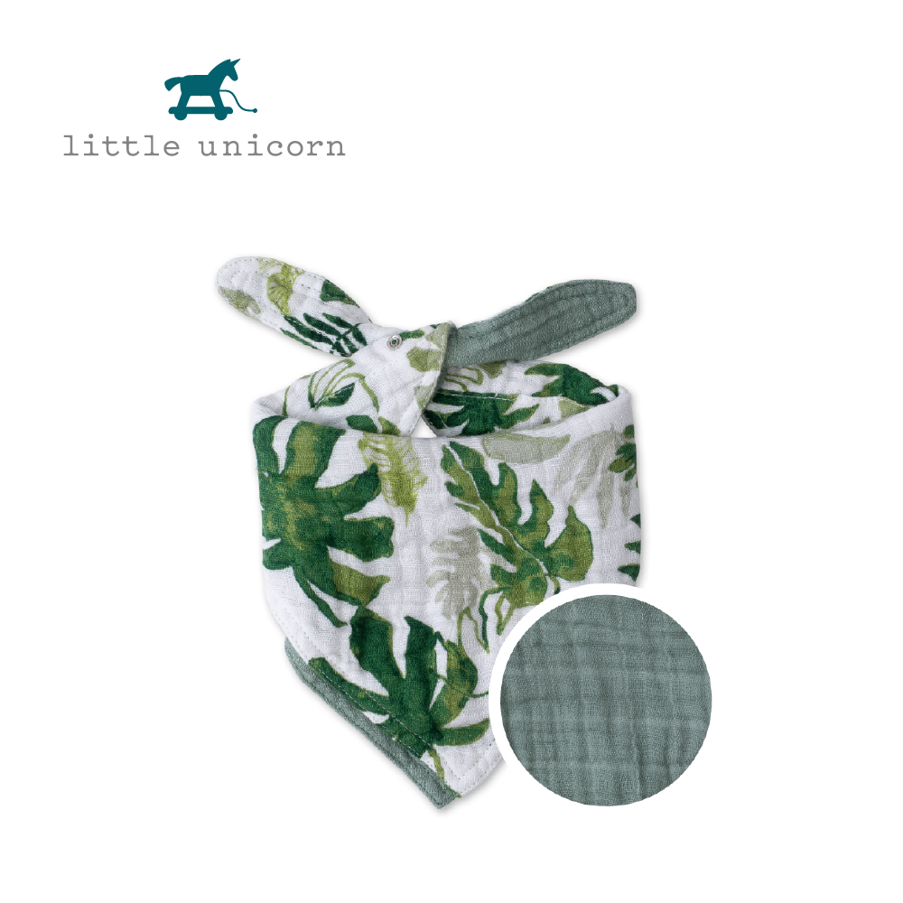 美國 Little Unicorn 純棉雙面三角圍兜 (熱帶植物)