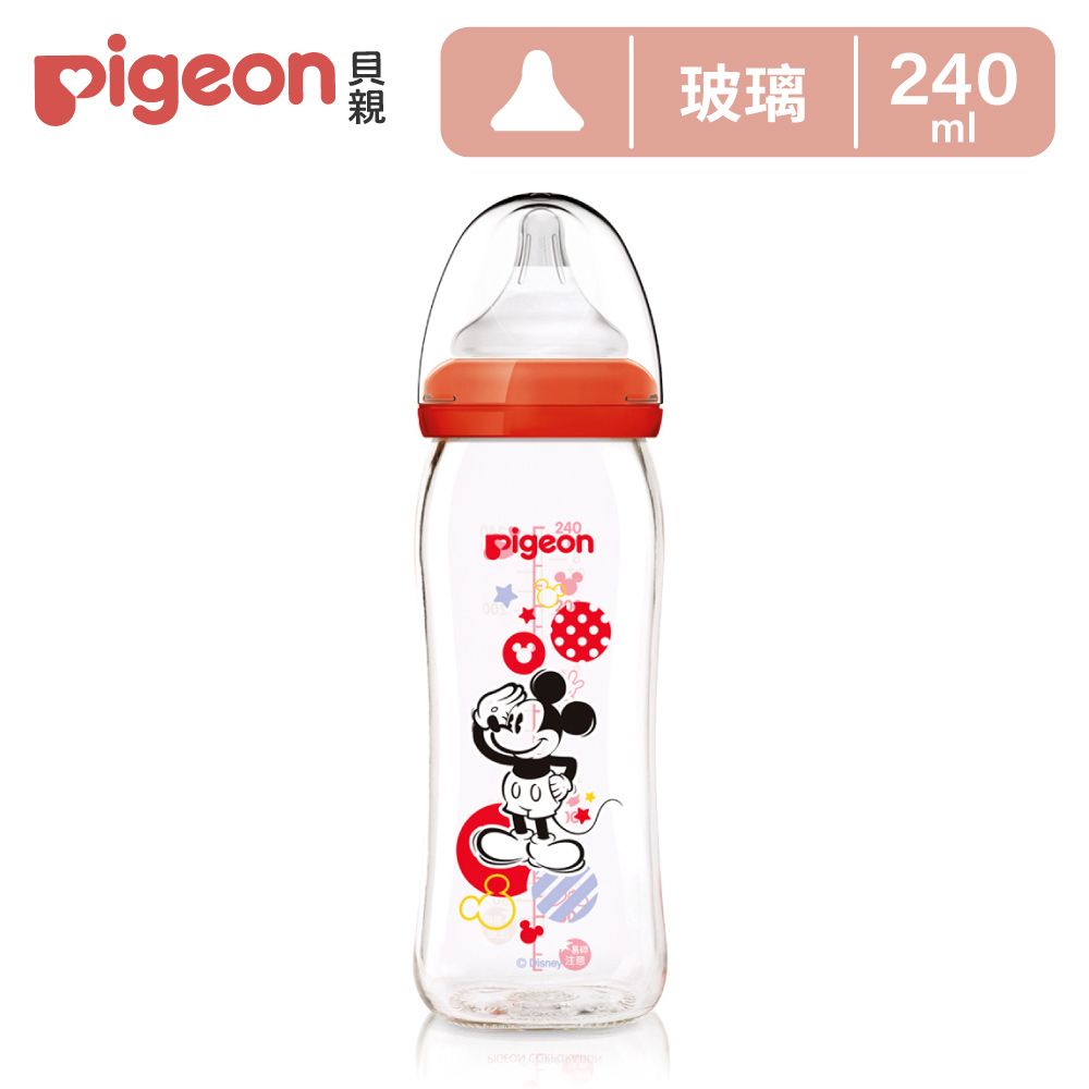 【Pigeon貝親】母乳實感寬口玻璃奶瓶-米奇紀念款240ml