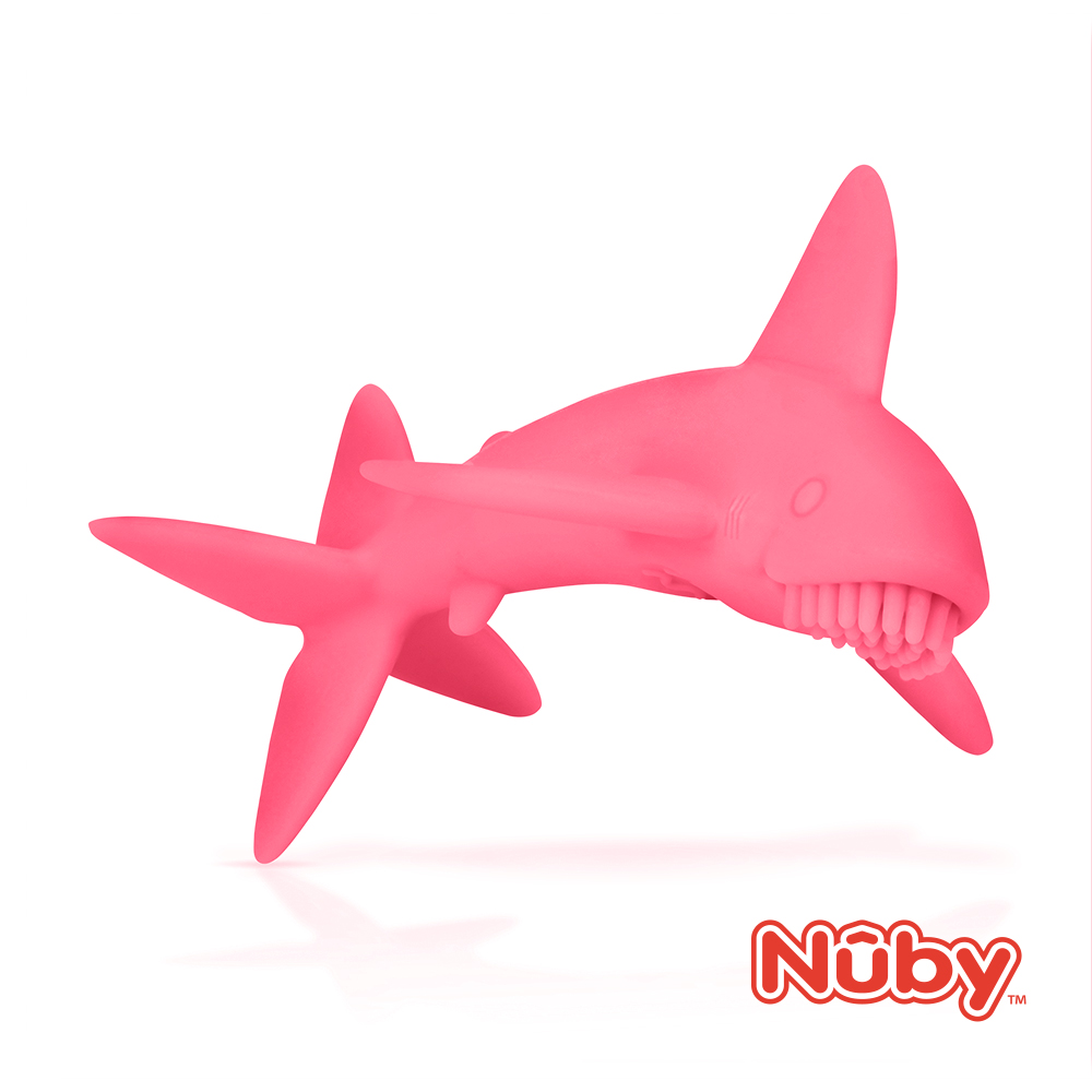 NUBY鯊魚固齒器-粉