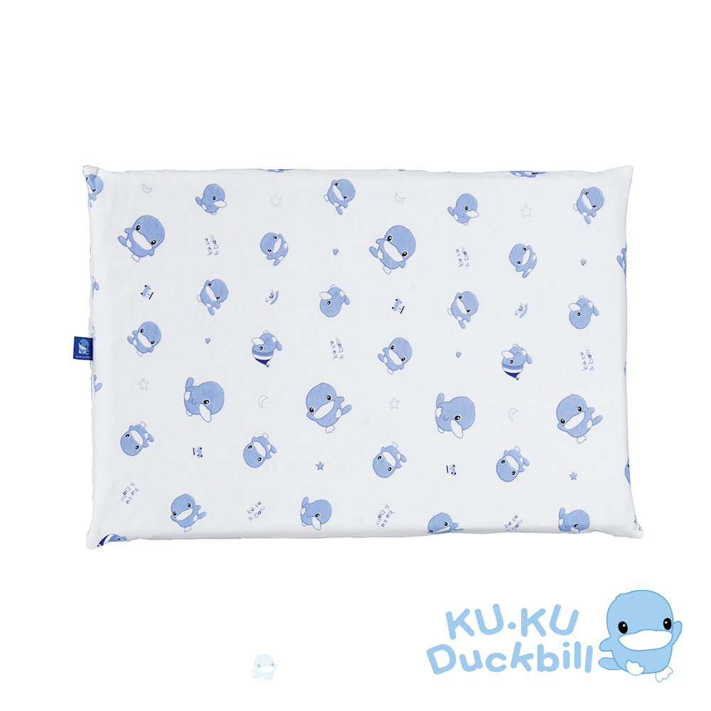 酷咕鴨親水透氣嬰兒乳膠平枕-藍