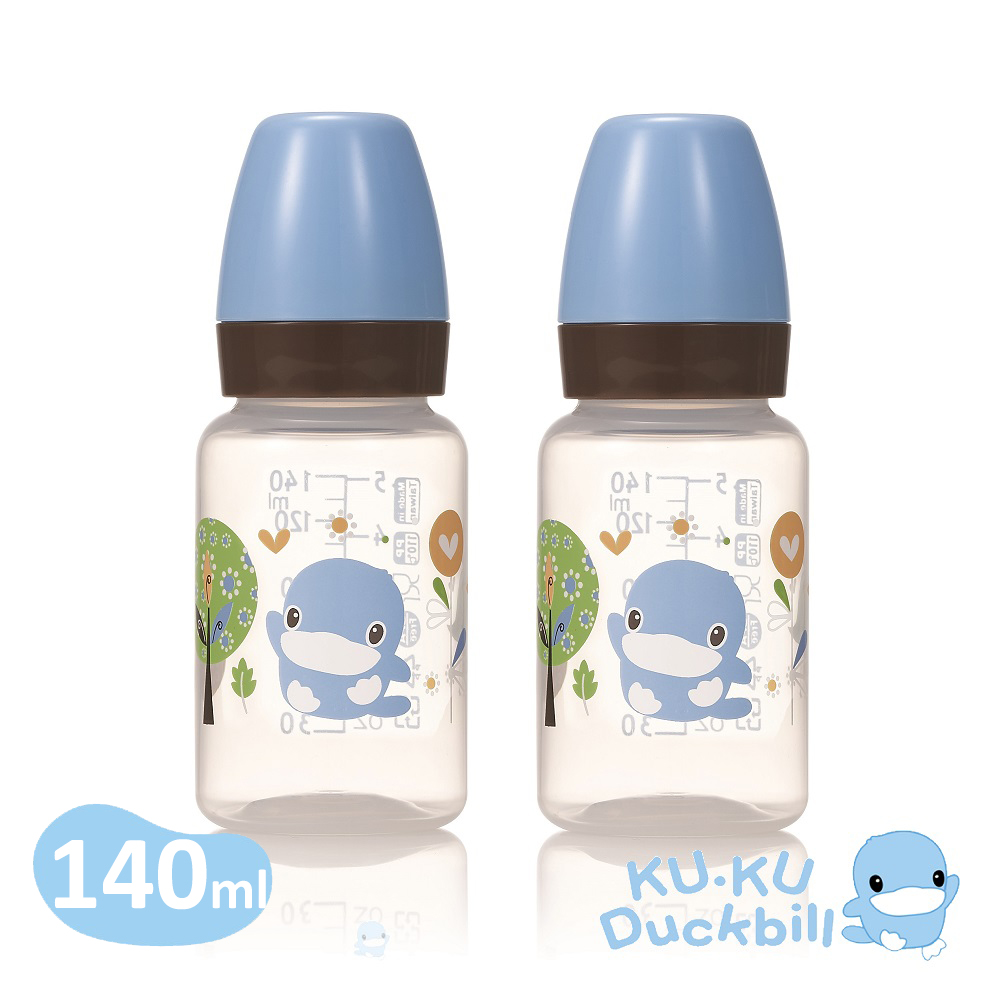酷咕鴨歐風經典PP標準奶瓶140ml二入-藍