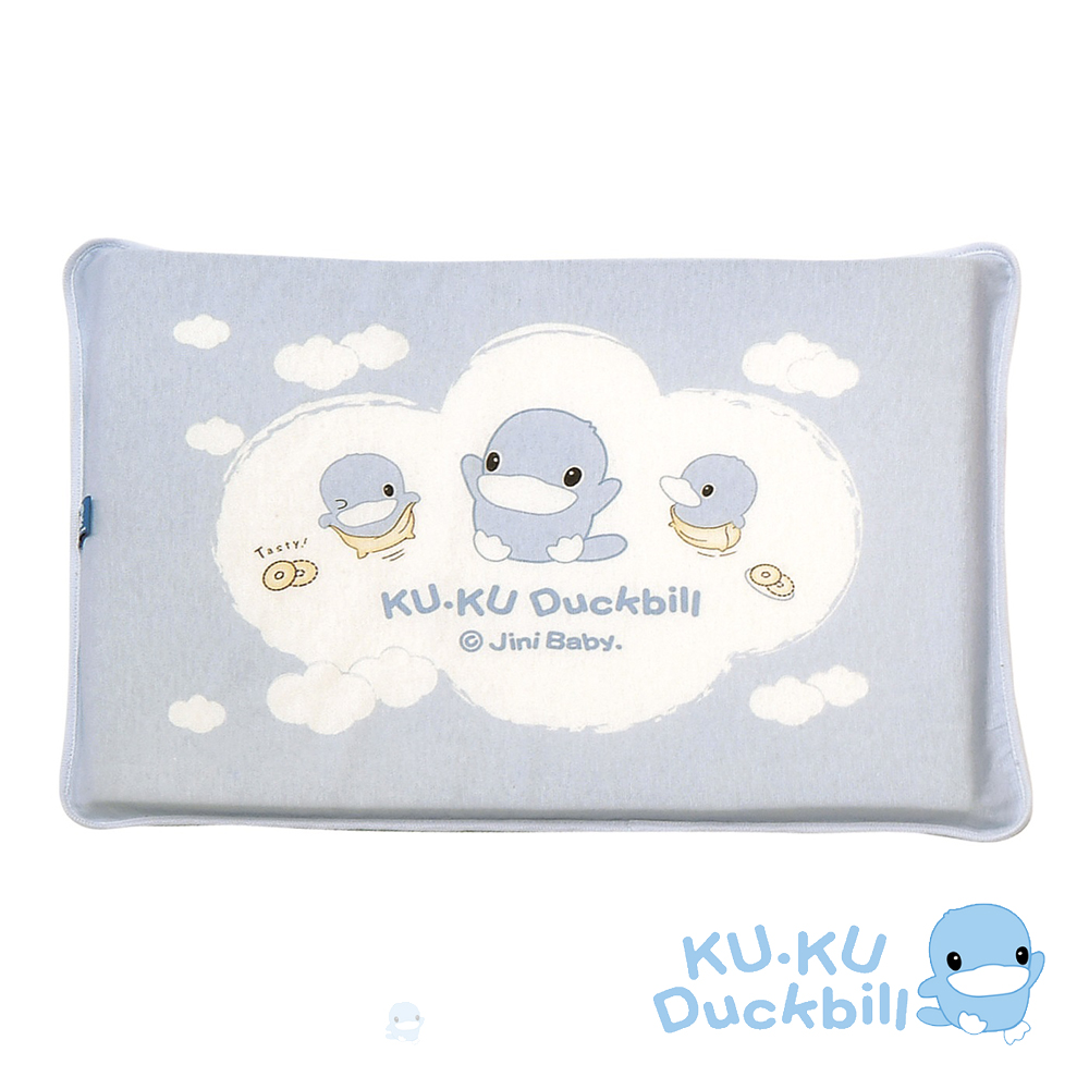 酷咕鴨嬰兒感溫記憶趴枕(附備用枕套)-藍