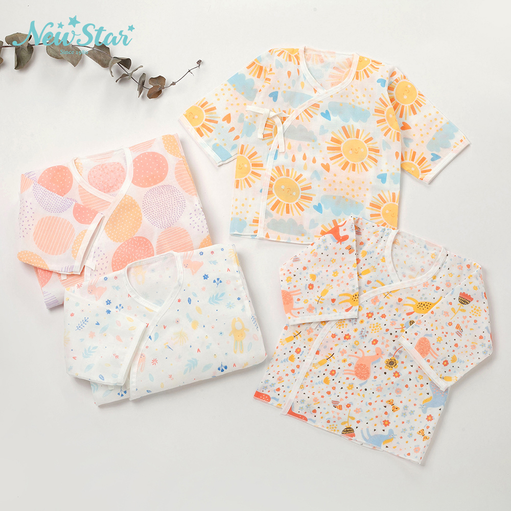 Newstar 繽紛8件組-新生兒專用 嬰兒純棉棉紗肚衣(3M)(綁帶側開款/MIT台灣製造)