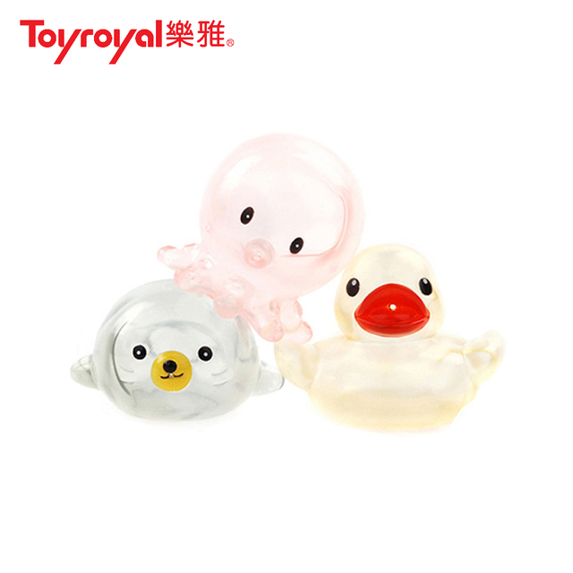 【Toyroyal 樂雅】洗澡玩具-透明軟膠動物組