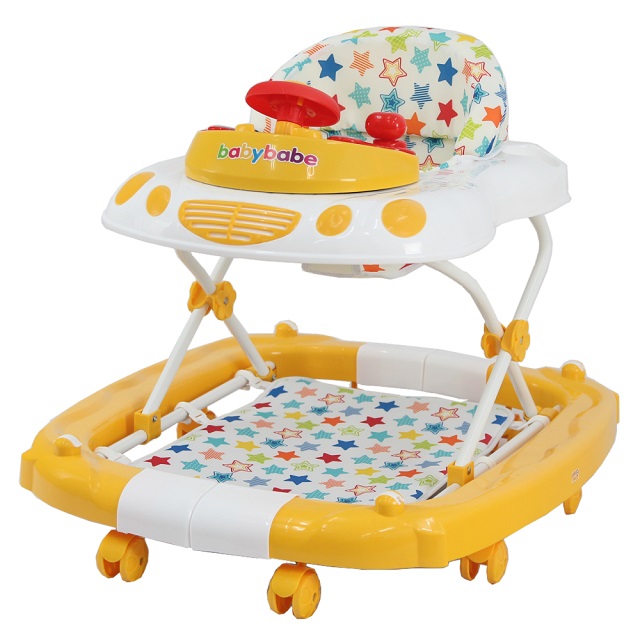 Babybabe-多功能汽車嬰幼兒學步車-復古黃