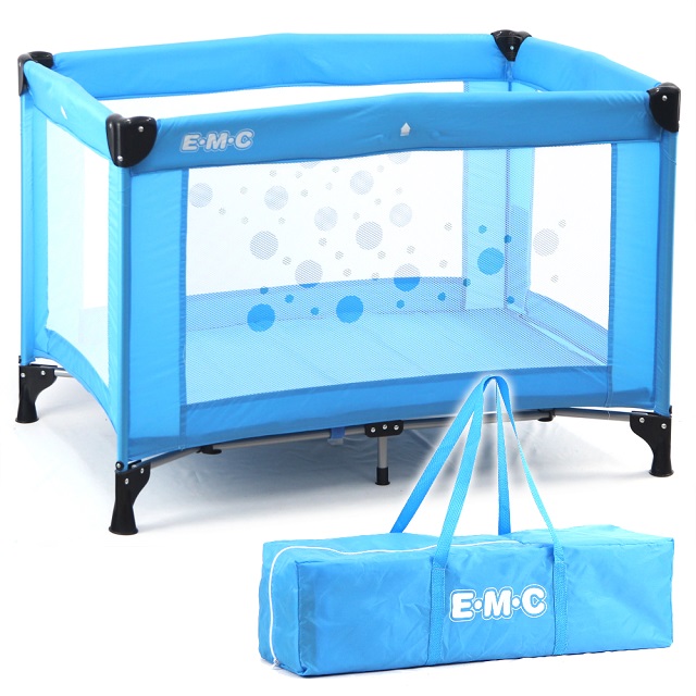 EMC 輕巧型安全嬰兒床(具遊戲功能)(藍色)