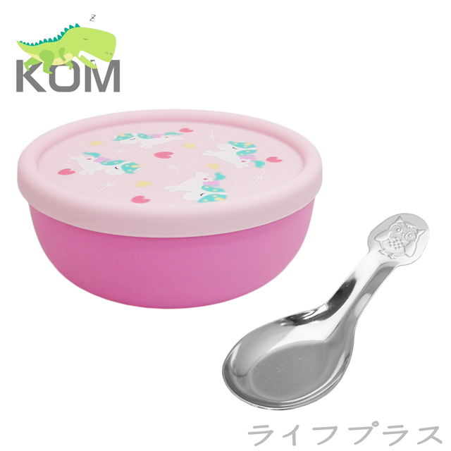 食品級矽膠隔熱碗-粉色獨角獸