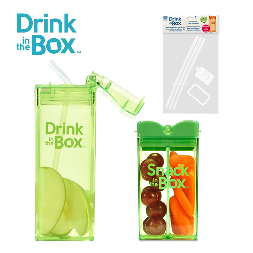Drink in the box Tritan兒童運動吸管杯三入組(355ml+點心罐+吸管配件) - 多款任選