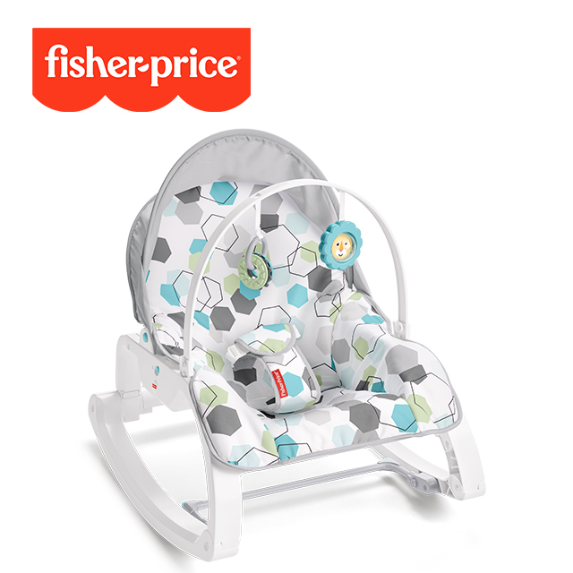 【奇哥】Fisher-Price 費雪 可折疊兩用震動安撫躺椅-幾何