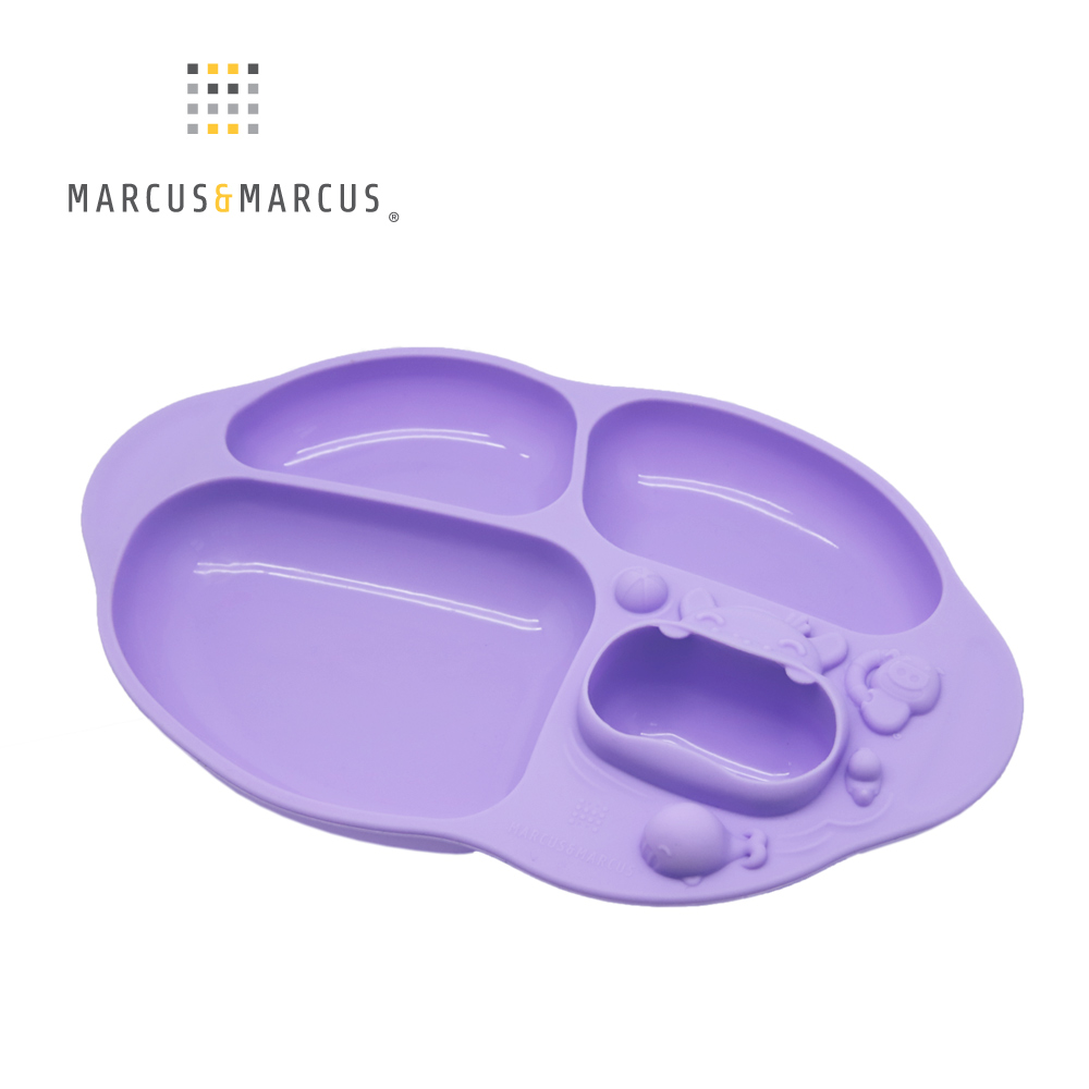 MARCUS＆MARCUS 動物樂園造型吸力分隔餐盤-紫