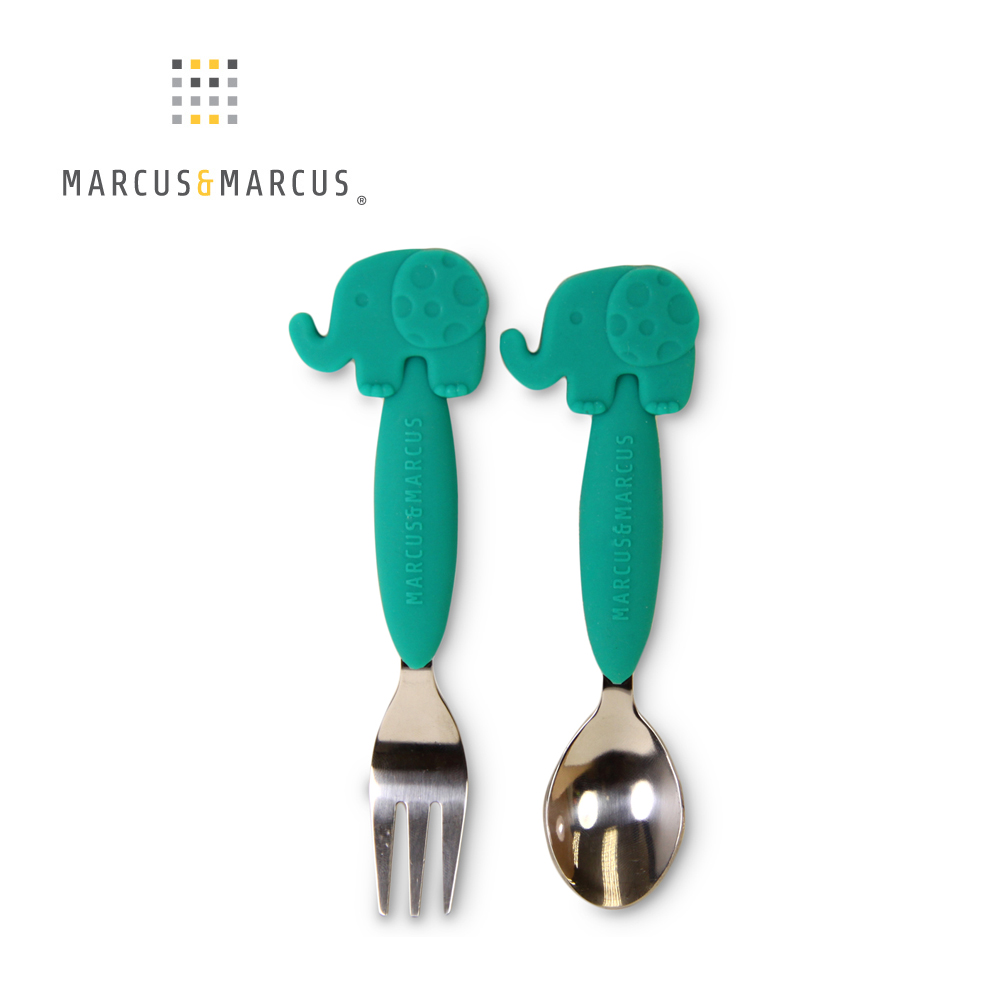 MARCUS＆MARCUS 動物樂園不鏽鋼叉匙餐具組-大象