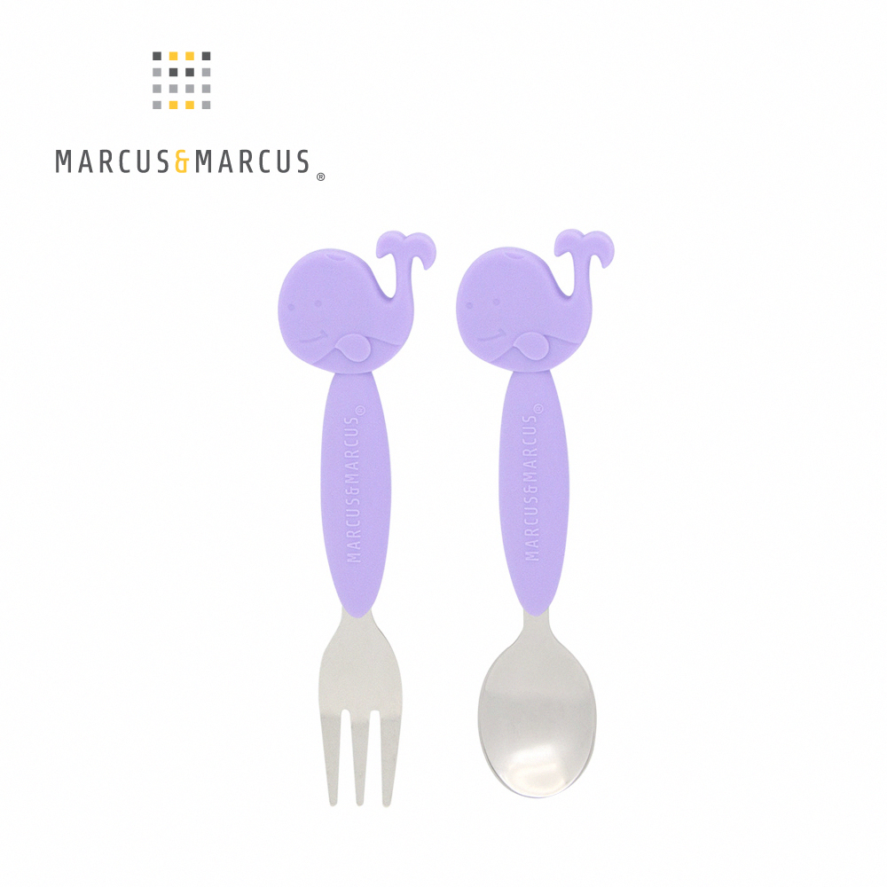 MARCUS＆MARCUS 動物樂園不鏽鋼叉匙餐具組-鯨魚
