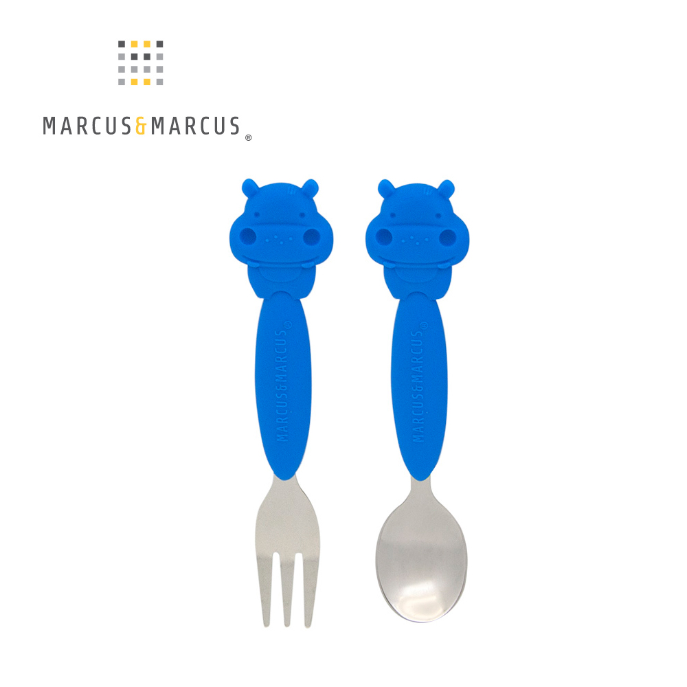 MARCUS＆MARCUS 動物樂園不鏽鋼叉匙餐具組-河馬