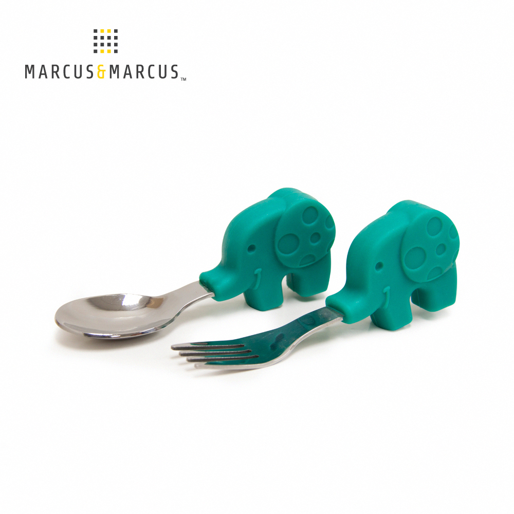 MARCUS＆MARCUS 動物樂園寶寶手握訓練叉匙-大象
