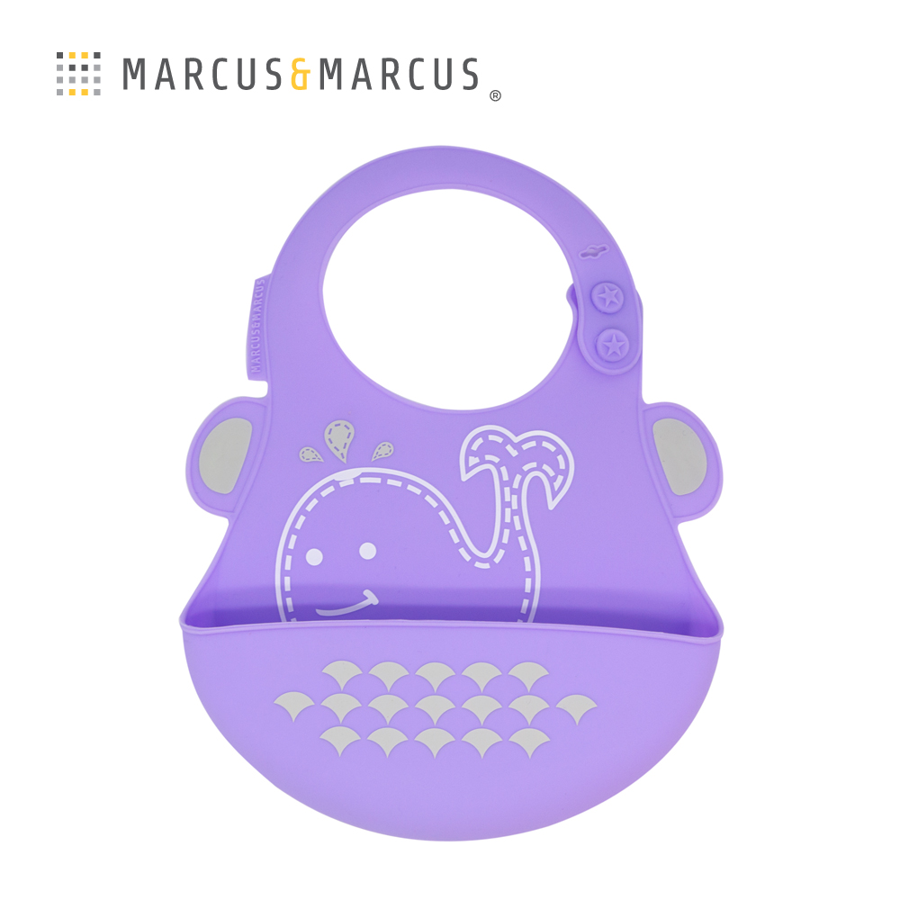 MARCUS＆MARCUS 動物樂園矽膠立體圍兜-鯨魚