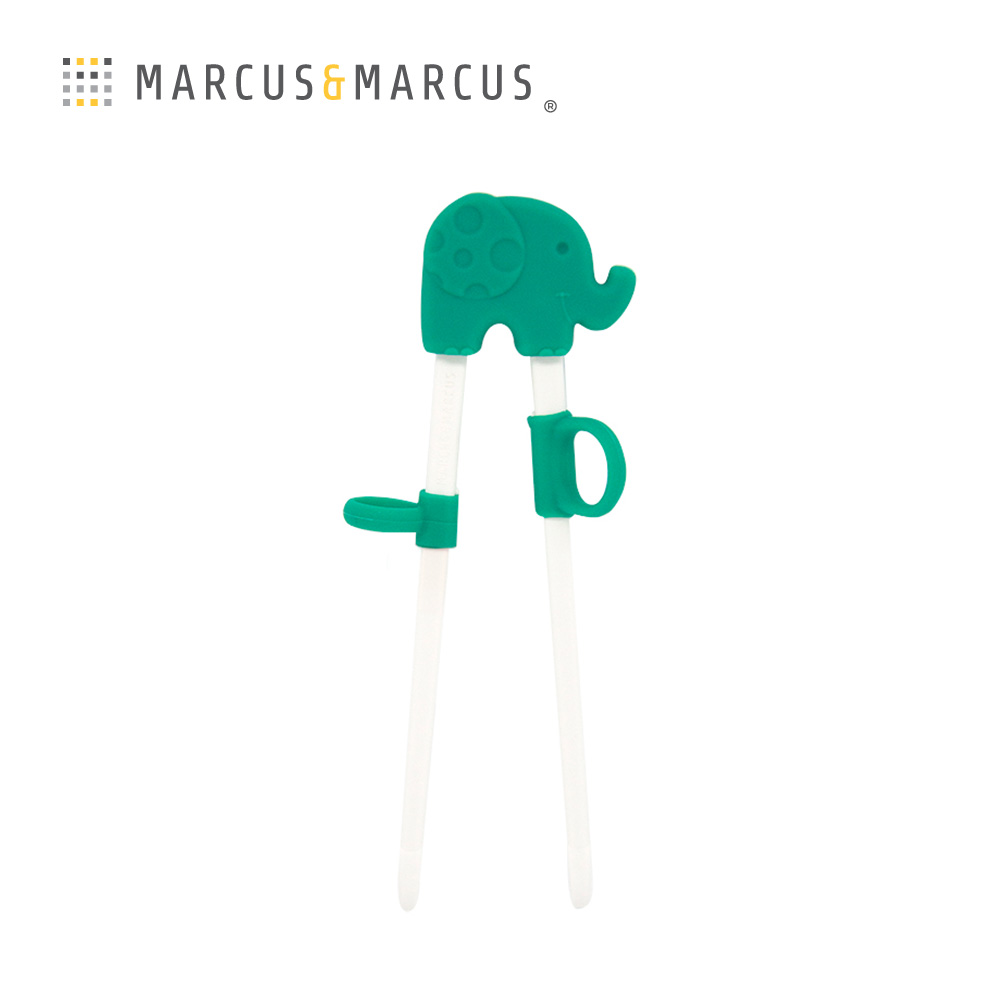 MARCUS＆MARCUS 動物樂園幼兒學習筷-大象(綠)