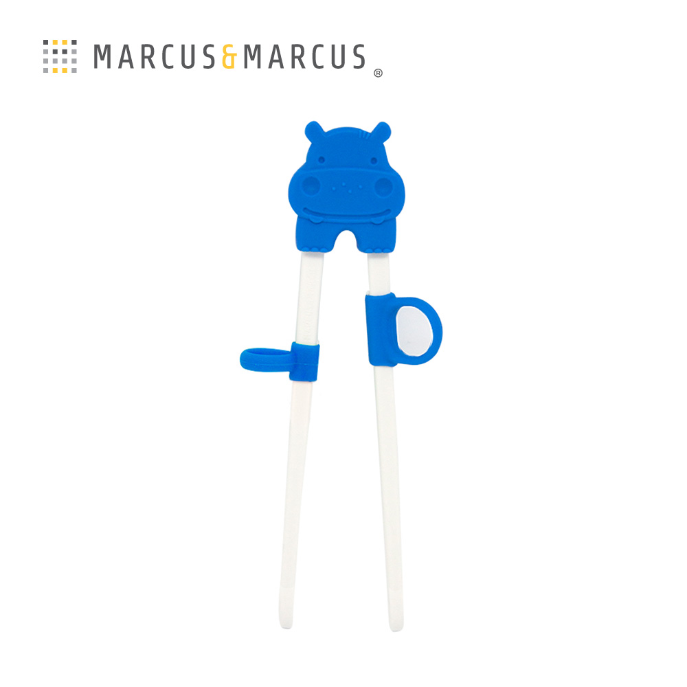 MARCUS＆MARCUS 動物樂園幼兒學習筷-河馬(藍)